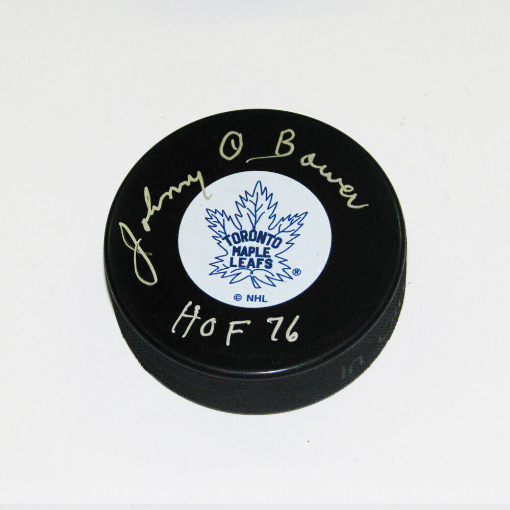 JOHNNY BOWER Signed Toronto Maple Leafs Puck - HOF