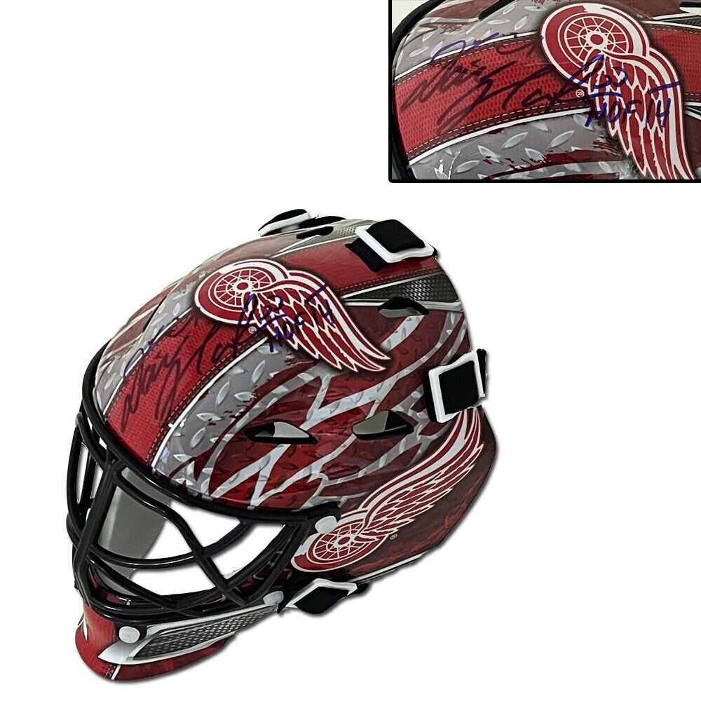 detroit red wings motorcycle helmet DOMINIK HASEK Signed Detroit Red Wings Mini Goalie Mask