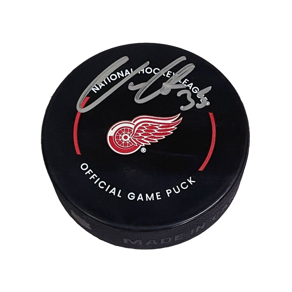 VILLE HUSSO Signed Detroit Red Wings Official Game Puck