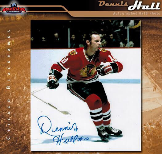 DENNIS HULL Signed Chicago Blackhawks 8 x 10 Photo -70296