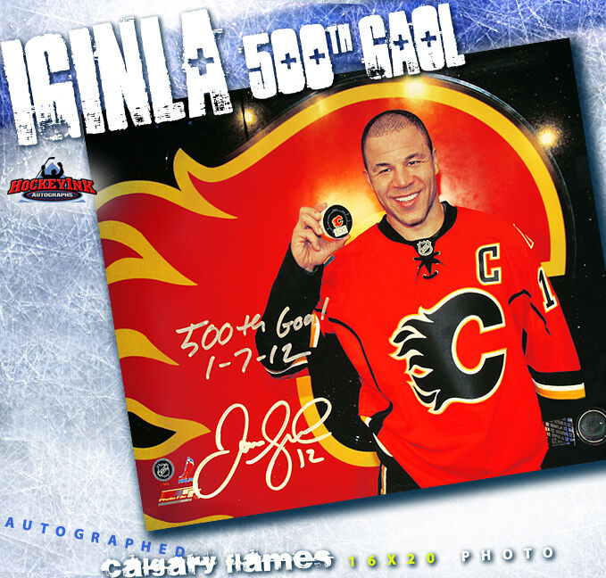 JAROME IGINLA SIGNED Calgary 16X20 Photo - "500th Goal"