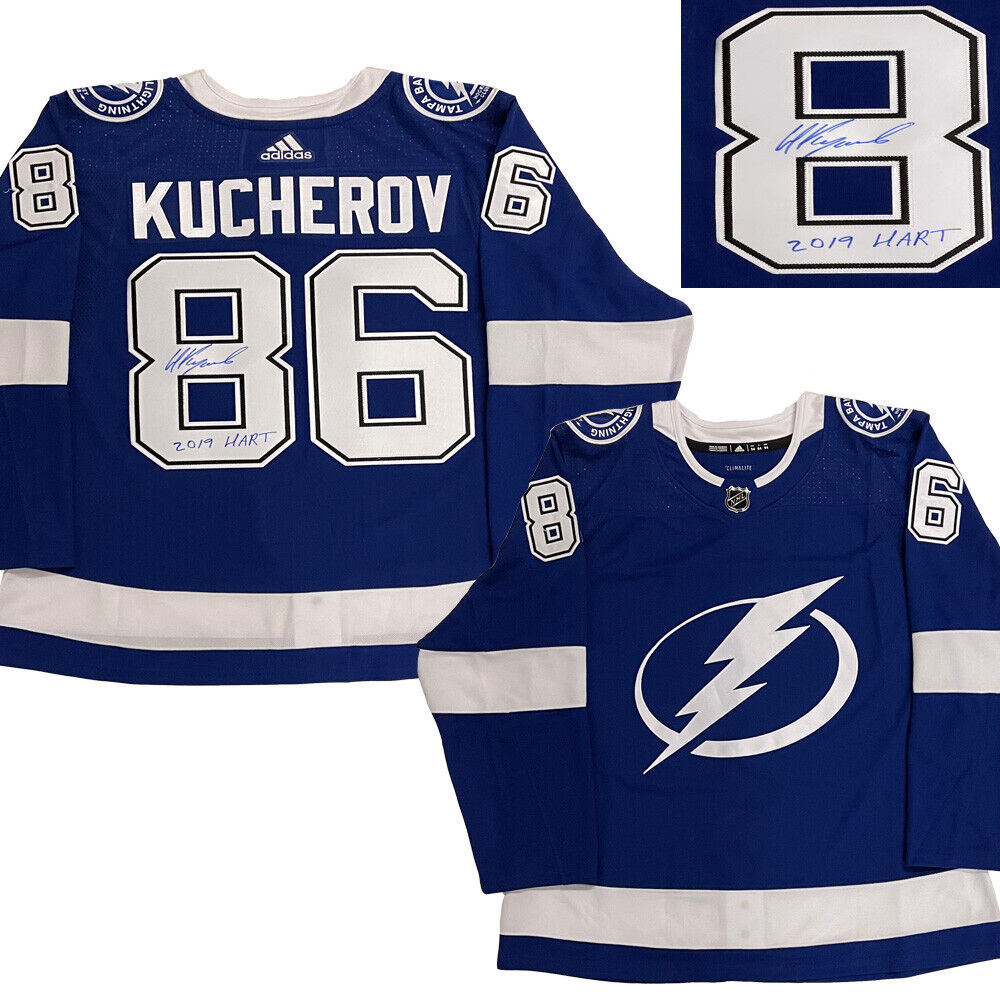 Nikita Kucherov signed & Inscribed Tampa Lightning Adidas PRO Jersey -2019 HART