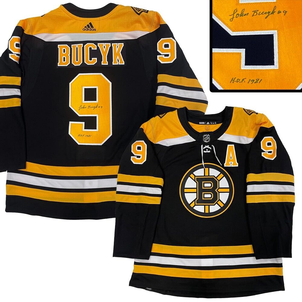 JOHN BUCYK Signed Boston Bruins Black Adidas PRO Jersey - HOF 1981