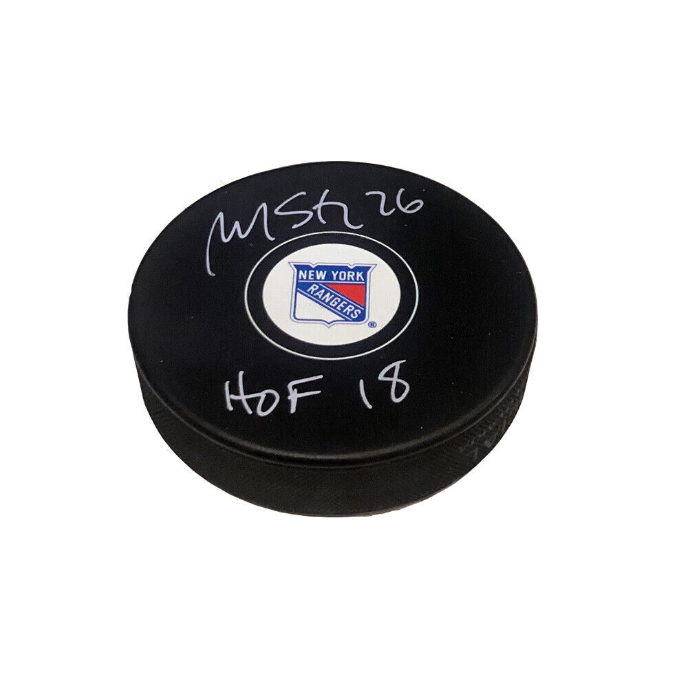 Martin St. Louis Signed New York Rangers Puck - HOF 18