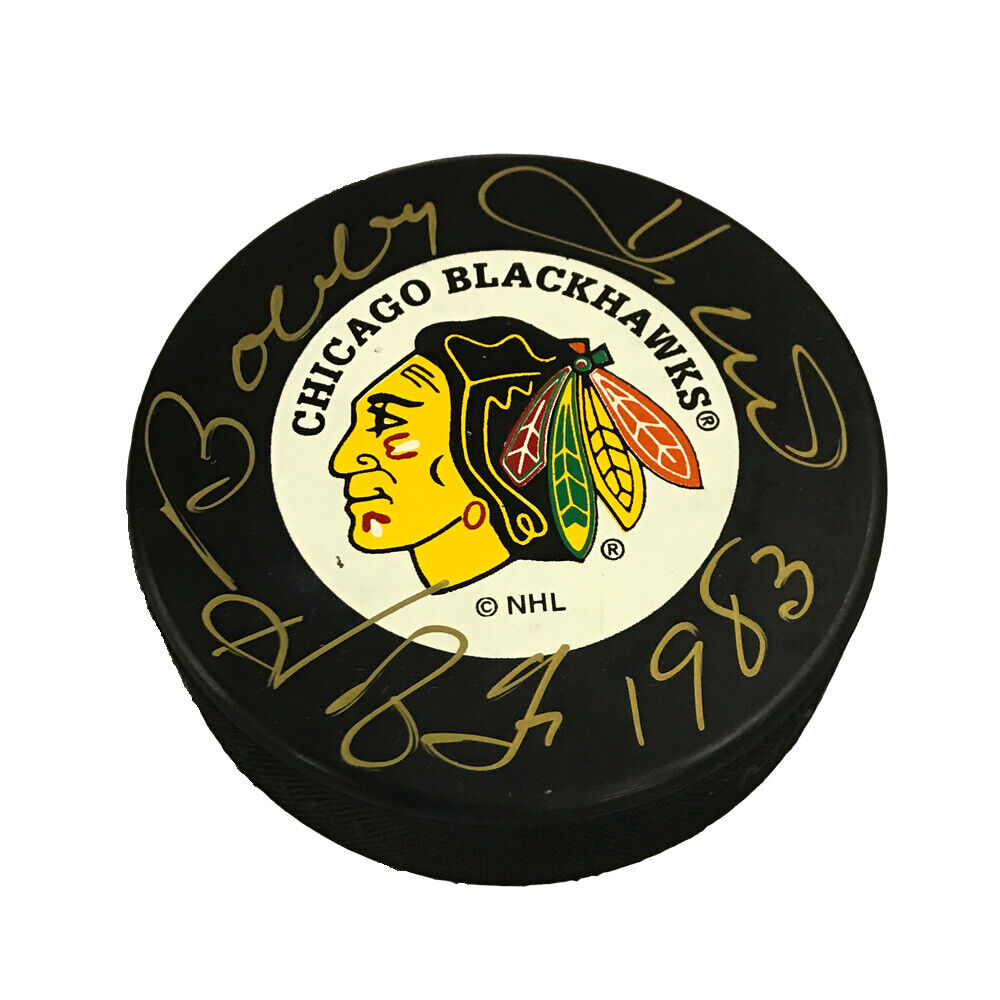 BOBBY HULL Signed Chicago Blackhawks (BIG INDIAN HEAD, W/HOF INSCRIPTION)