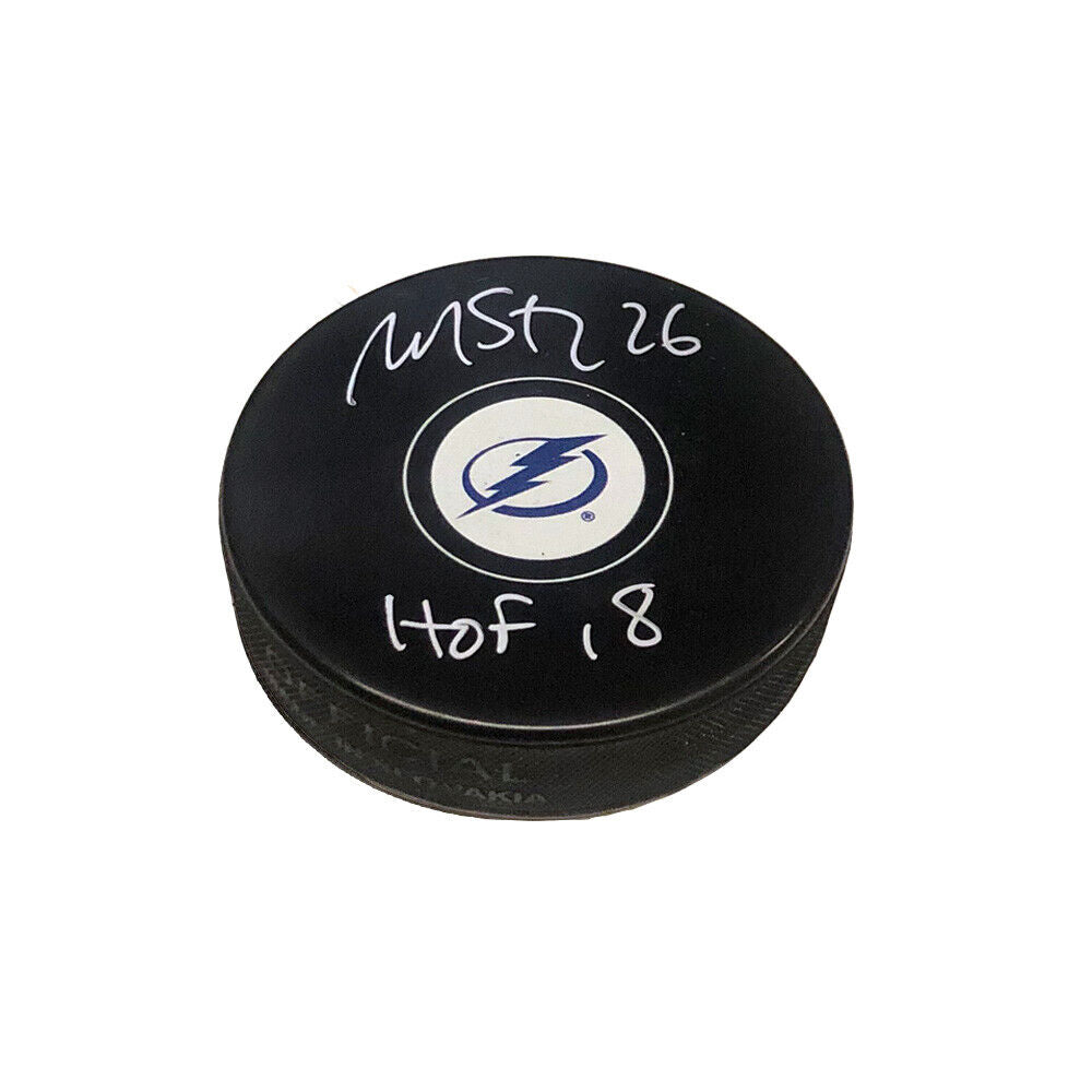Martin St. Louis Signed Tampa Bay Lightning Puck - HOF 18