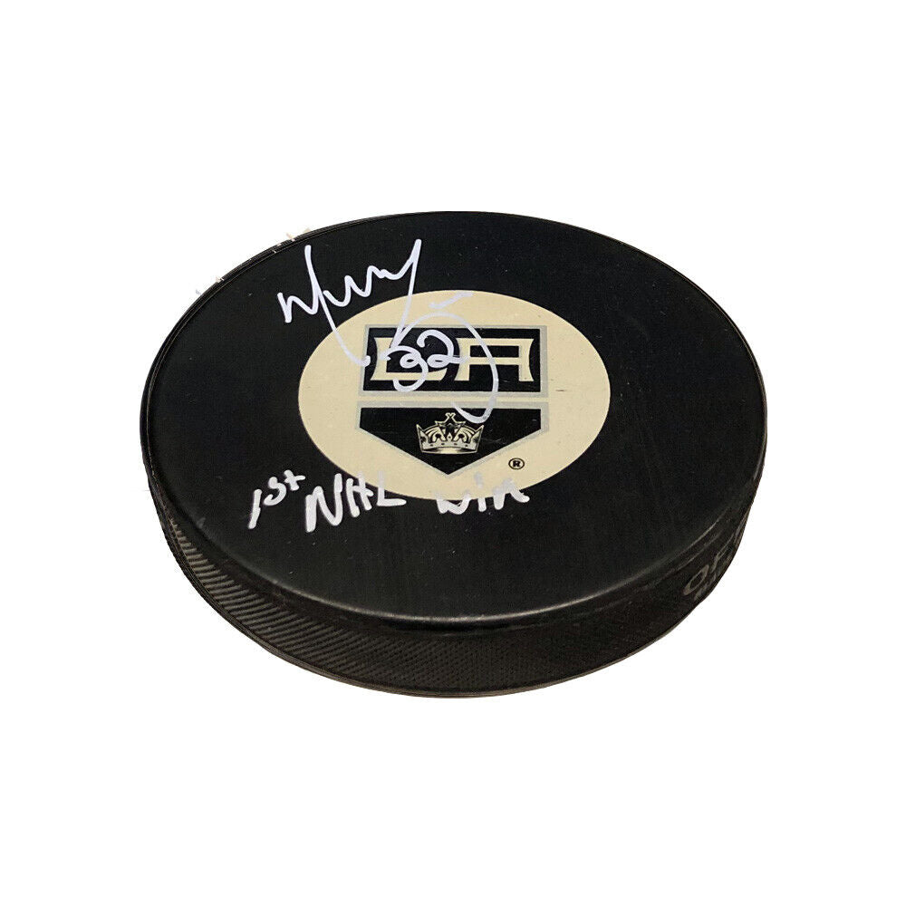 MANNY LEGACE Signed & Inscribed Los Angeles Kings Puck - 1st NHL Win