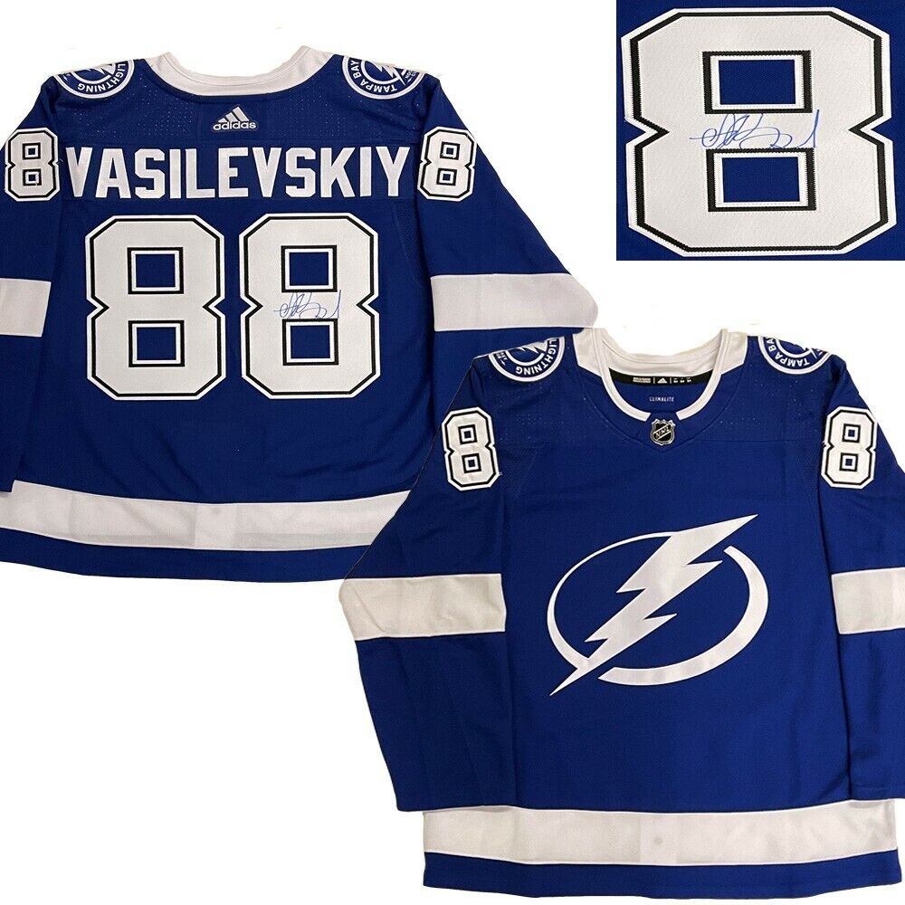 ANDREI VASILEVSKIY Signed Tampa Lightning Blue Adidas PRO Jersey