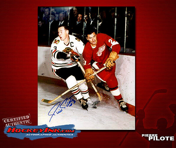 Pierre Pilote SIGNED Blackhawks 8X10 Photo -70116