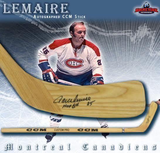 JACQUES LEMAIRE Signed & Inscribed CCM Wood Model Stick - Montreal Canadiens