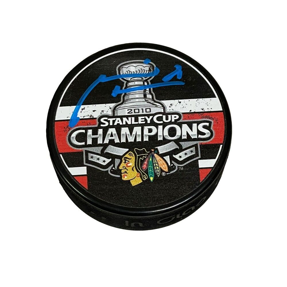 MARIAN HOSSA Signed 2010 Stanley Cup Champions Puck - Chicago Blackhawks
