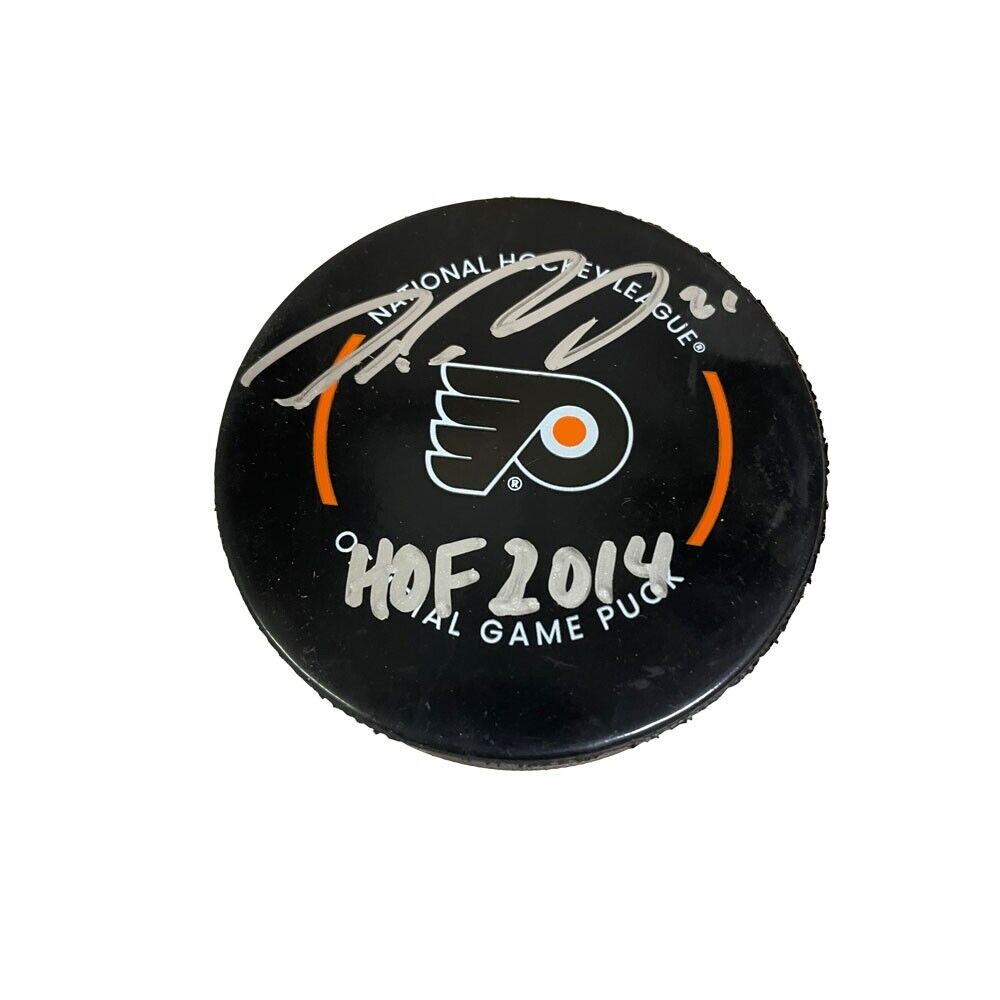 PETER FORSBERG Signed Philadelphia Flyers Official Game Puck - HOF2014