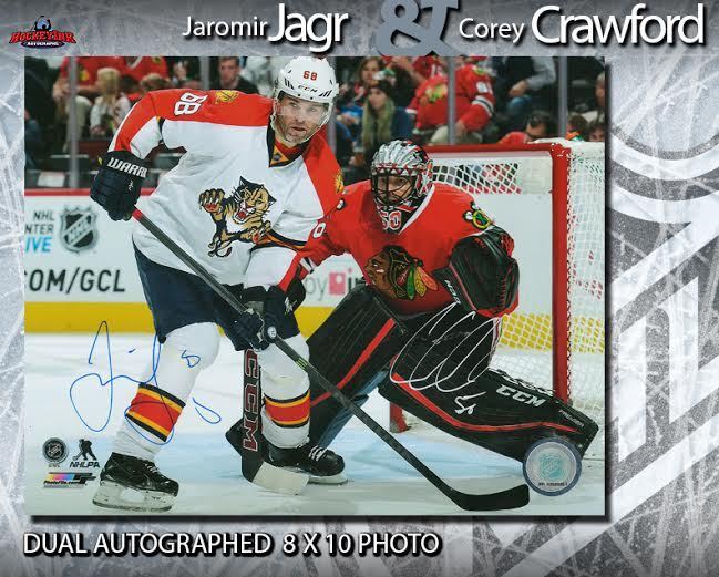 JAROMIR JAGR & COREY CRAWFORD Dual Signed 8x10 Photo - 70456 Panthers Blackhawks