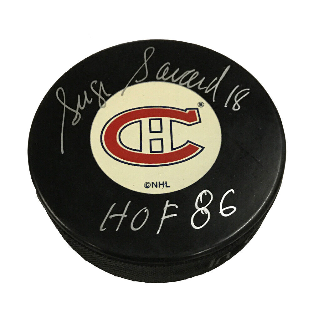 SERGE SAVARD Signed Montreal Canadiens Puck - HOF