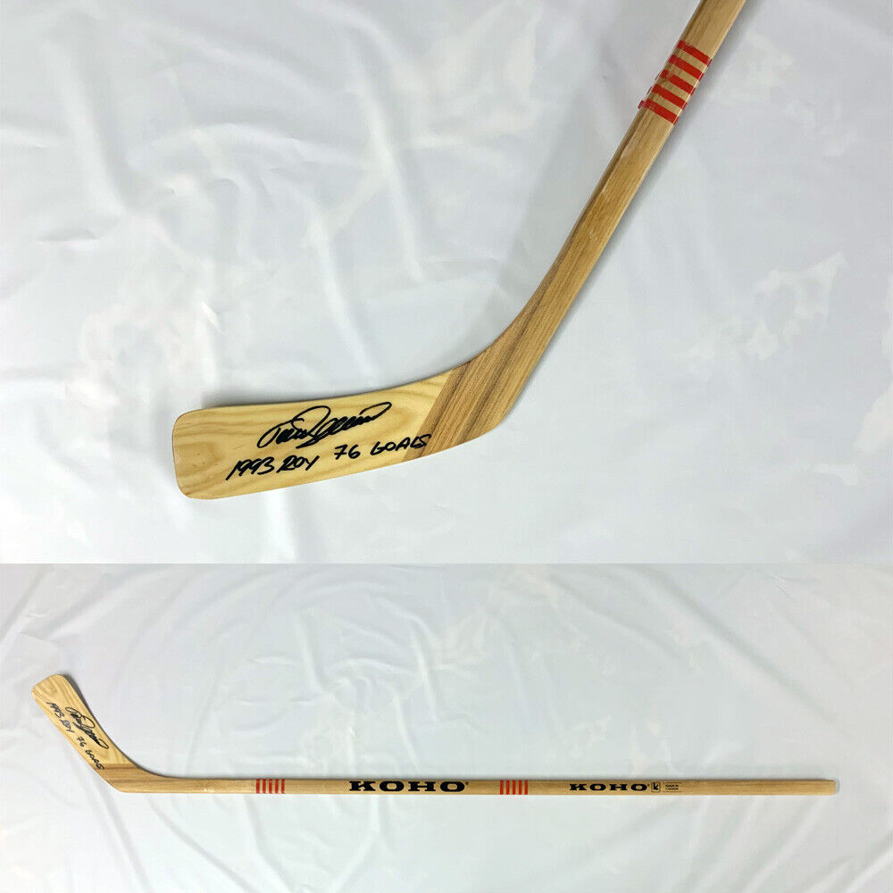 TEEMU SELANNE Signed KOHO Stick W/ 1993 Roy 76 Goals Inscription - Winnipeg Jets