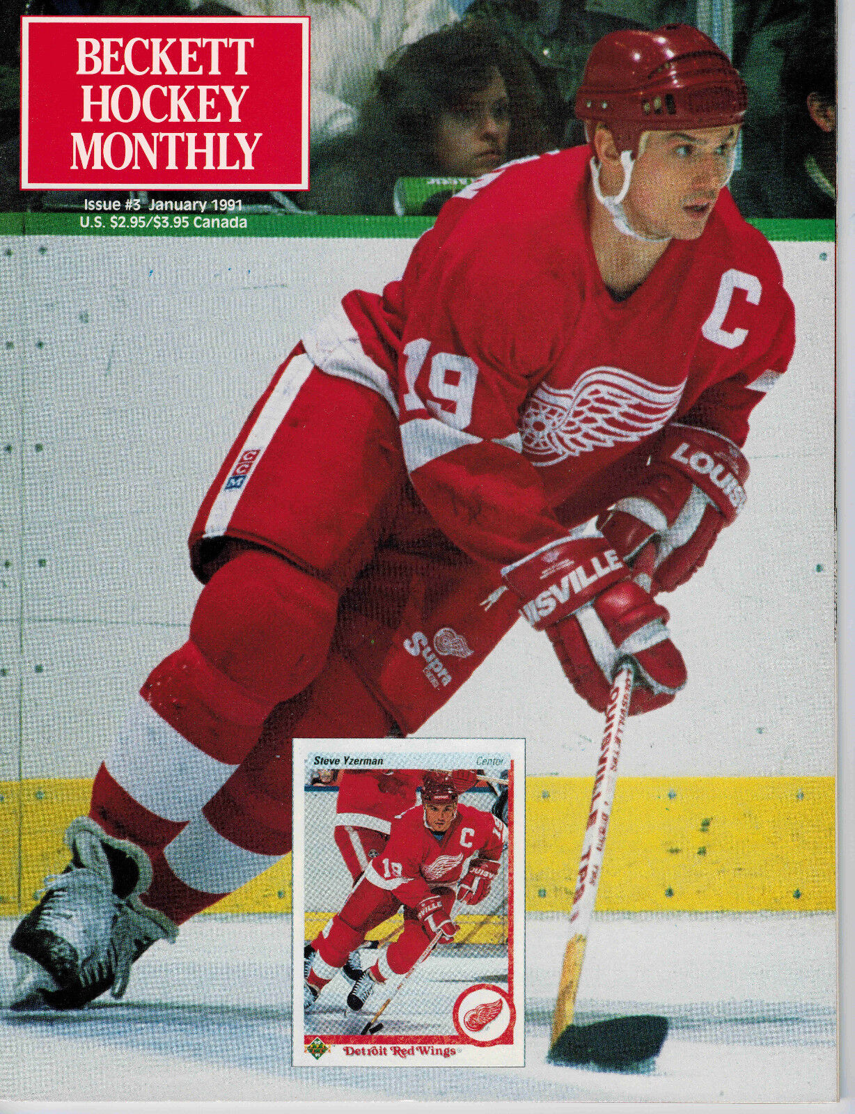 January 1991 Beckett Hockey Monthly Issue #3- Steve Yzerman Detroit Red Wings