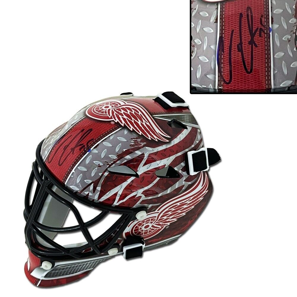 VILLE HUSSO Signed Detroit Red Wings Mini Goalie Mask