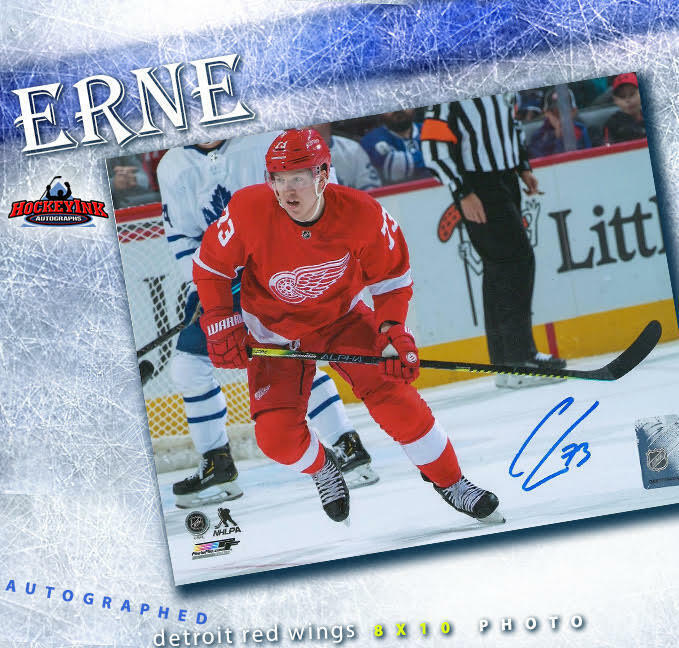 ADAM ERNE Signed Detroit Red Wings 8x10 Photo - 70440