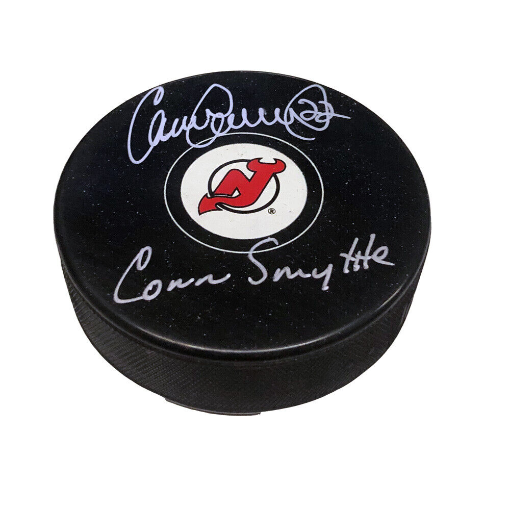 CLAUDE LEMIEUX Signed & Inscribed New Jersey Devils Puck - CONN SMYTHE