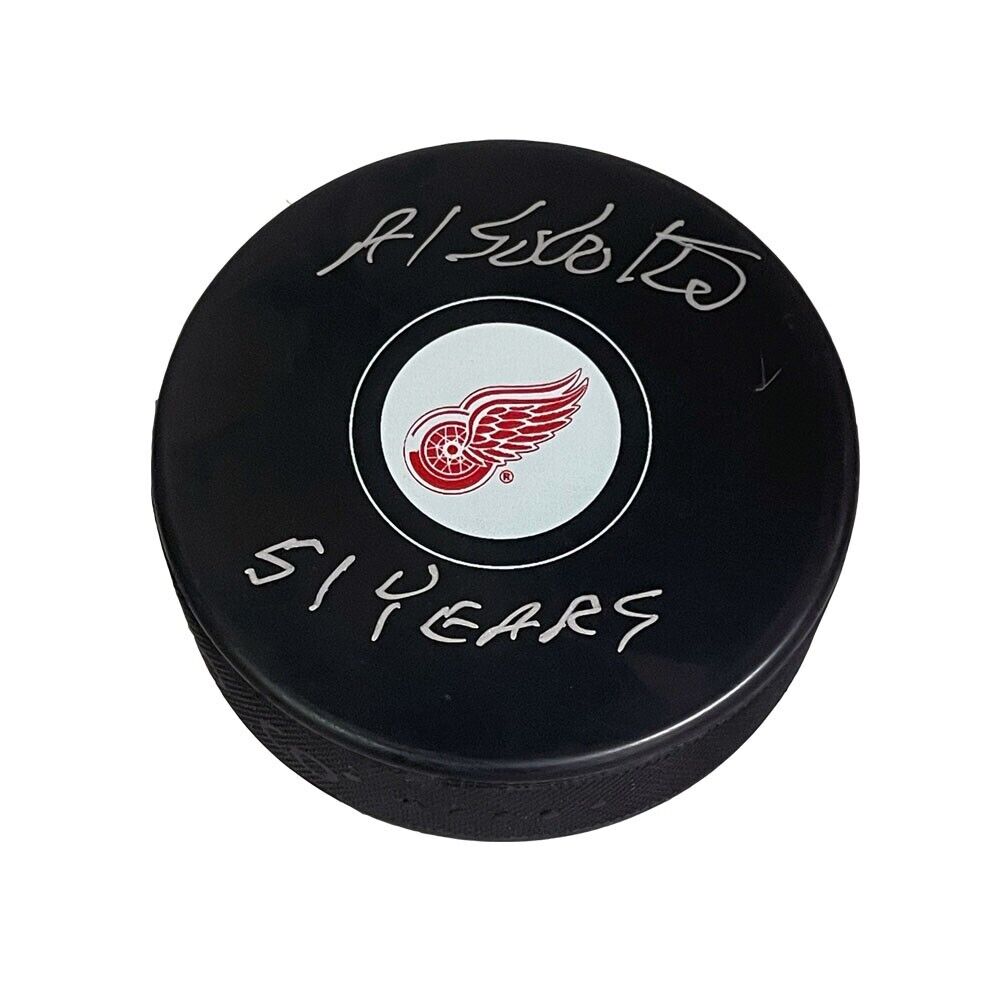 AL SOBOTKA Signed Detroit Red Wings Puck - "51 YEARS" Inscription