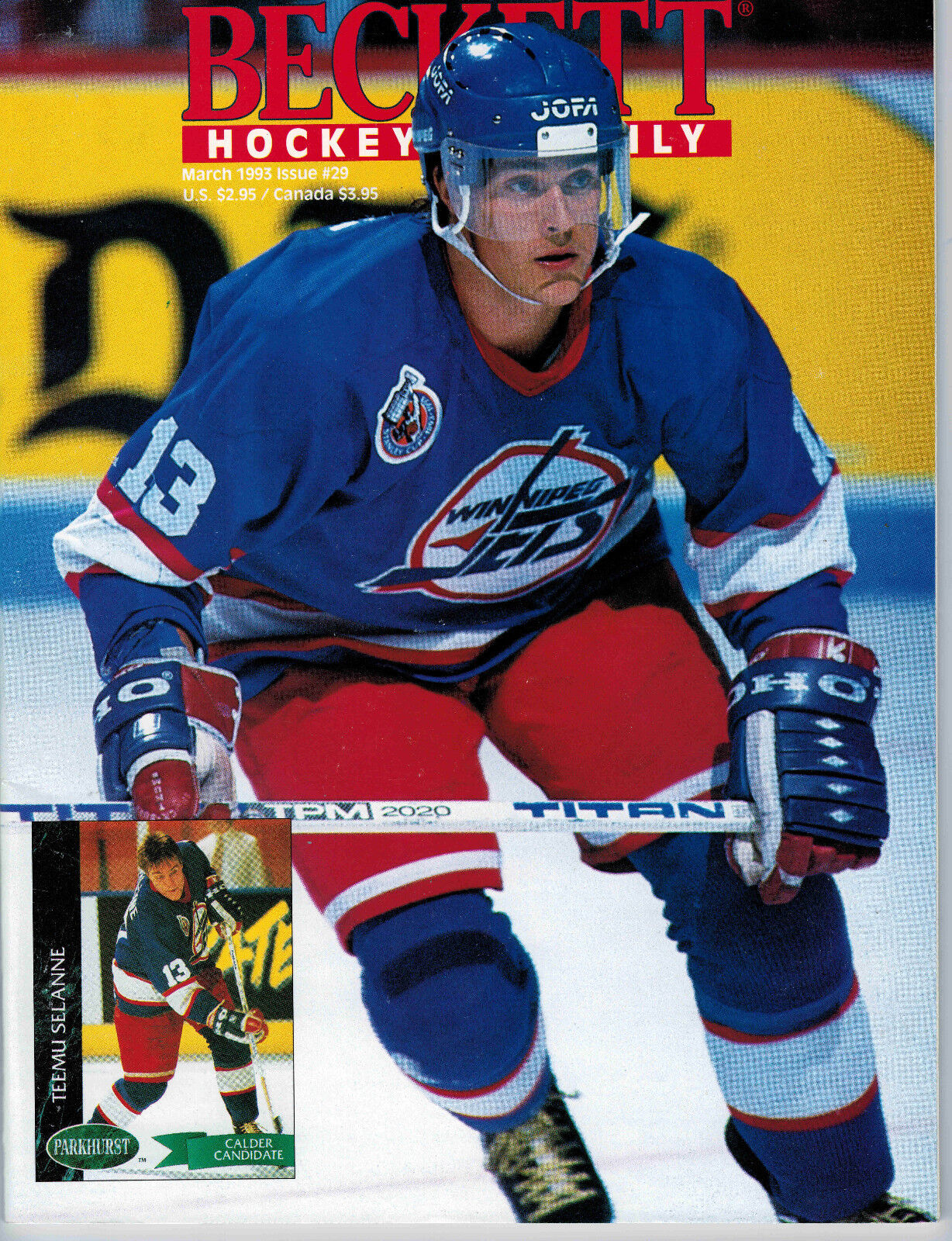 March 1993 Beckett Hockey Monthly Issue #29- Teemu Selanne Winnipeg Jets