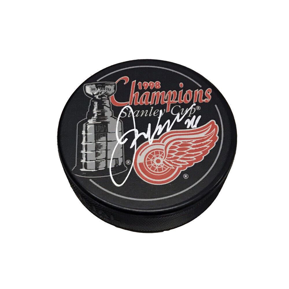 JOE KOCUR Signed 1998 Stanley Cup Champions Puck - Detroit Red Wings