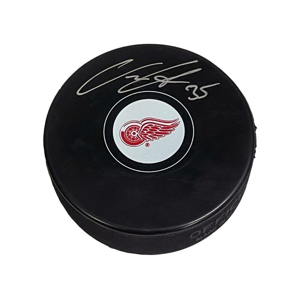 VILLE HUSSO Signed Detroit Red Wings Puck