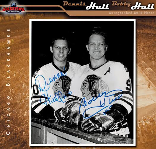 DENNIS HULL AND BOBBY HULL Autographed Chicago Blackhawks 8x10 Photo - 70353