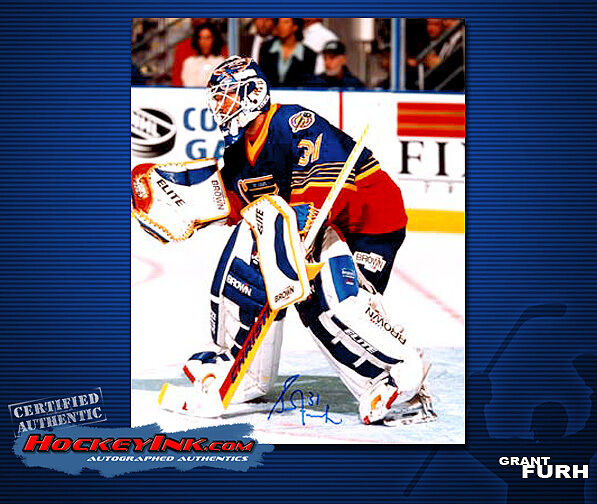 Grant Fuhr SIGNED Blues 8X10 Photo -70135