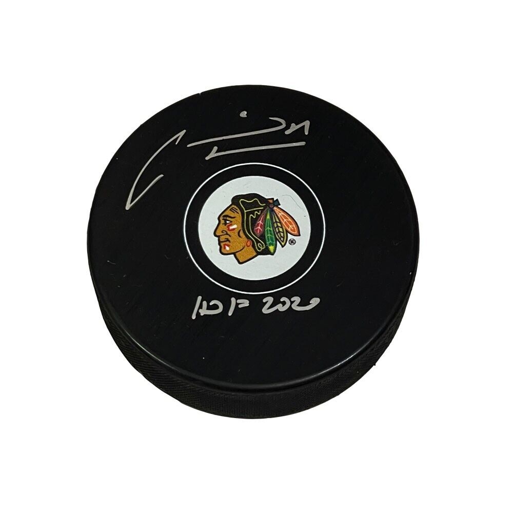 MARIAN HOSSA Signed Chicago Blackhawks Puck - HOF2020