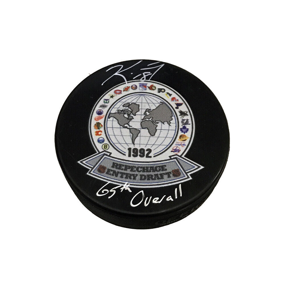 KIRK MALTBY Signed 1992 NHL Draft Puck - 65th Overall Inscription
