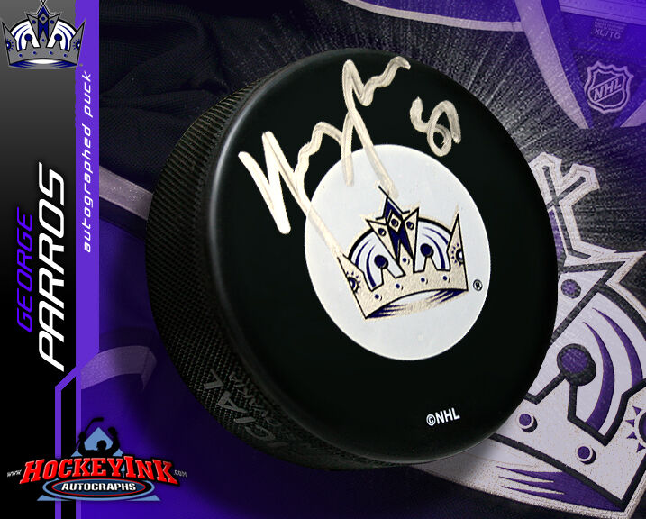 GEORGE PARROS Signed Los Angeles Kings Puck