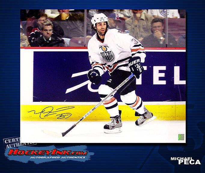MICHAEL PECA SIGNED Oilers 16X20 Photo -77121