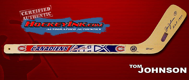 TOM JOHNSON Signed MONTREAL CANADIENS Mini-Stick