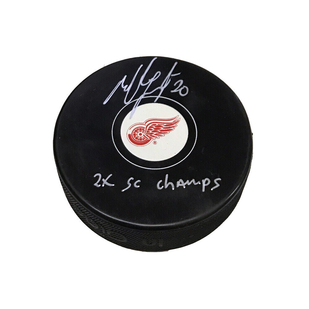 MARTIN LAPOINTE Signed & Inscribed Detroit Red Wings Puck - 2x SC Champs