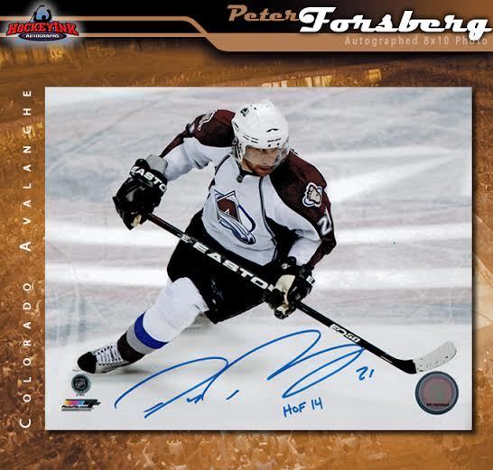 PETER FORSBERG Signed Colorado Avalanche 8x10 Photo w/ Hall of Fame Insc. 70304