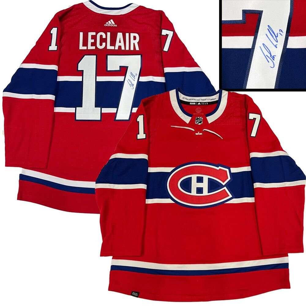 JOHN LECLAIR signed Montreal Canadiens Red Adidas PRO Jersey