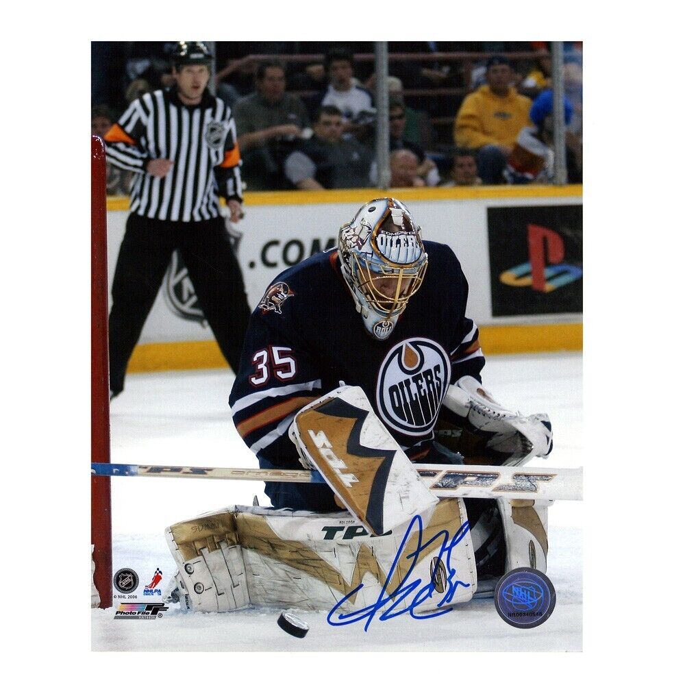 DWAYNE ROLOSON Signed Edmonton Oilers 8 x 10 Photo (Smudged) - 70560 F