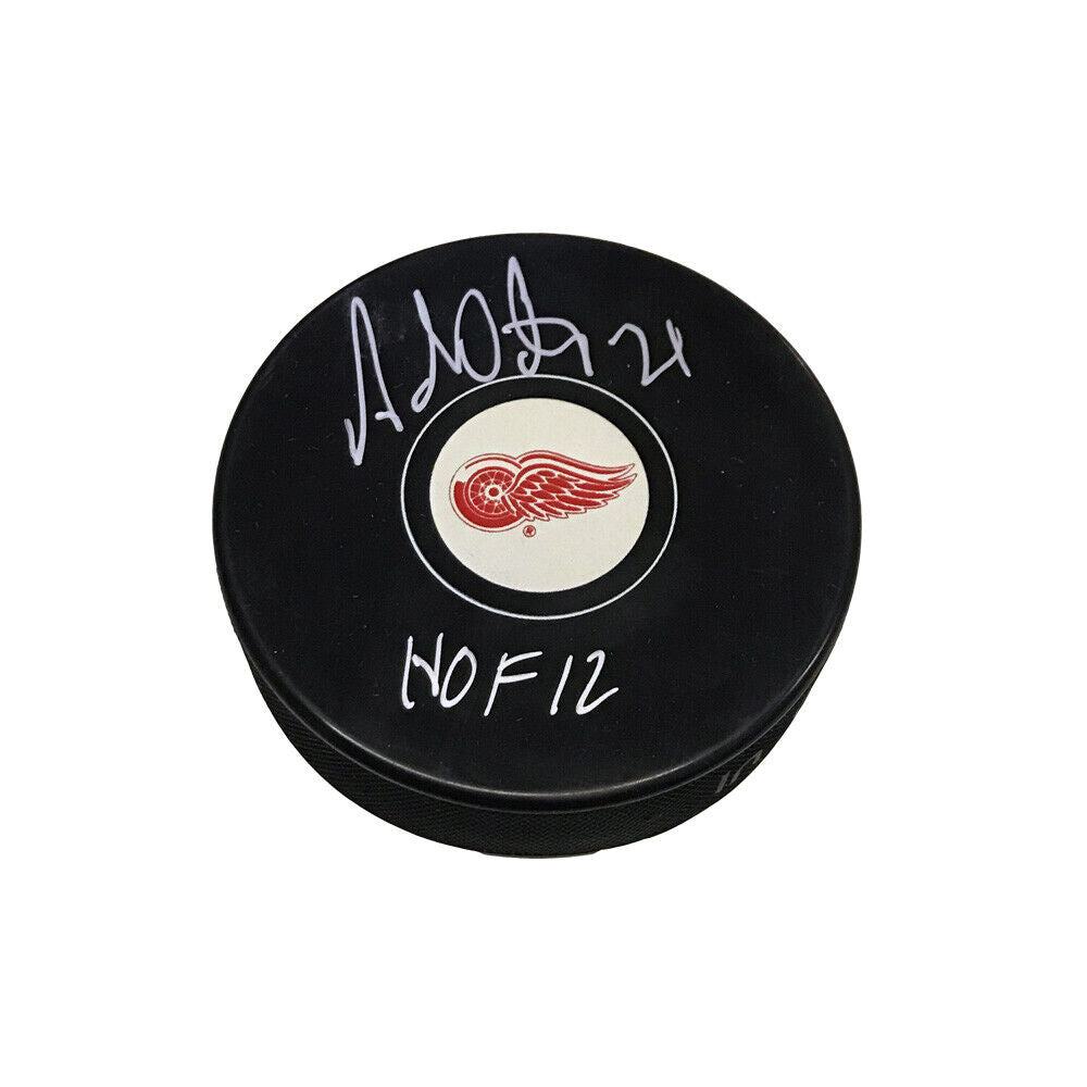 ADAM OATES Signed Detroit Red Wings Puck - HOF 12