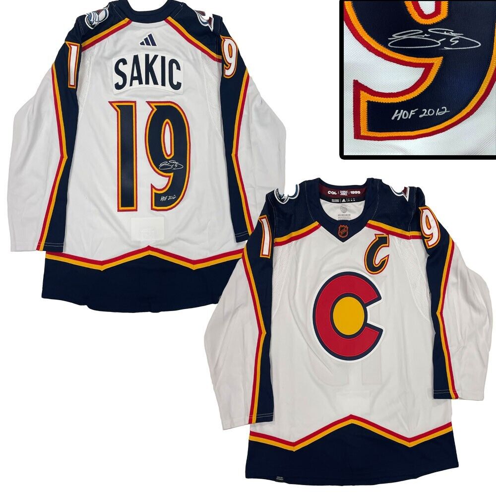 JOE SAKIC Signed Colorado Avalanche Reverse Retro Adidas PRO Jersey - HOF 2012