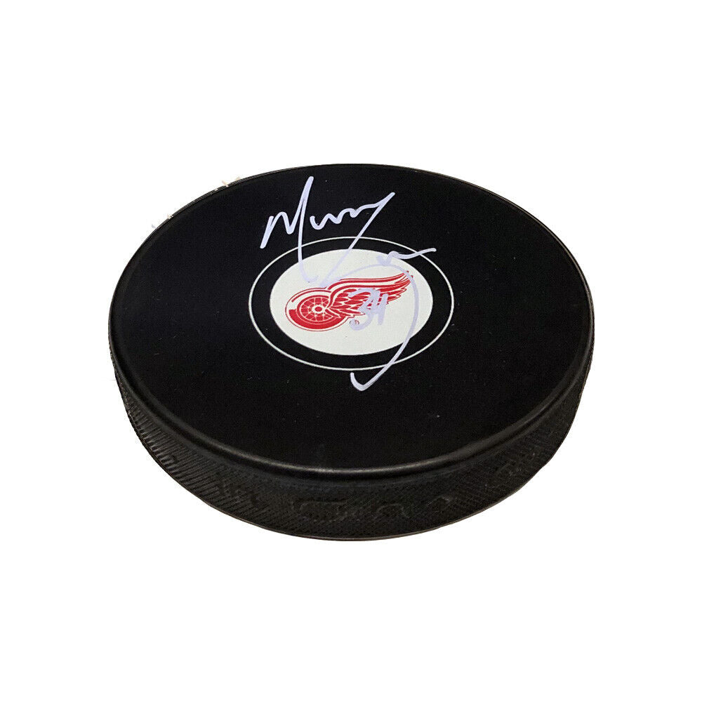 MANNY LEGACE Signed Detroit Red Wings Puck