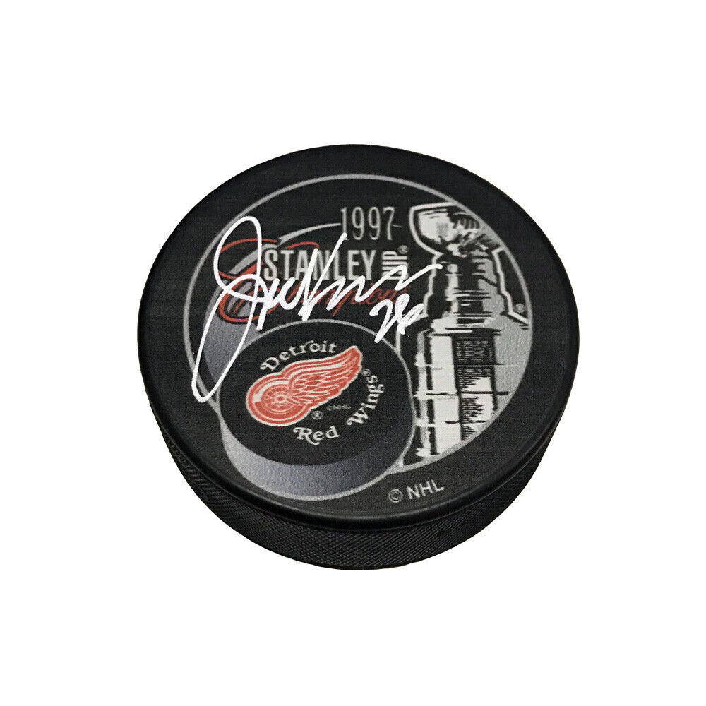 JOE KOCUR Signed 1997 Stanley Cup Champions Puck - Detroit Red Wings