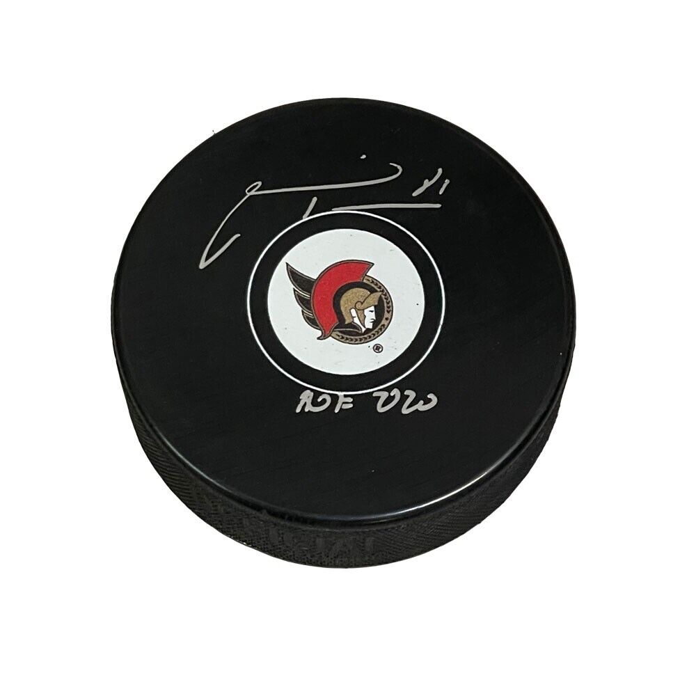 MARIAN HOSSA Signed Ottawa Senators Puck - HOF 2020