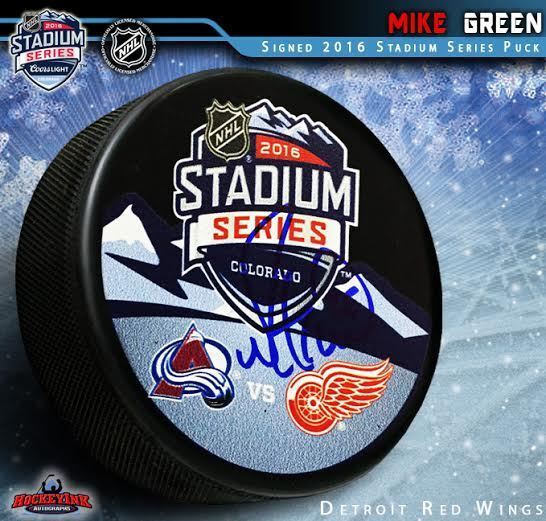 MIKE GREEN Signed 2016 Stadium Series Puck - Detroit Red Wings