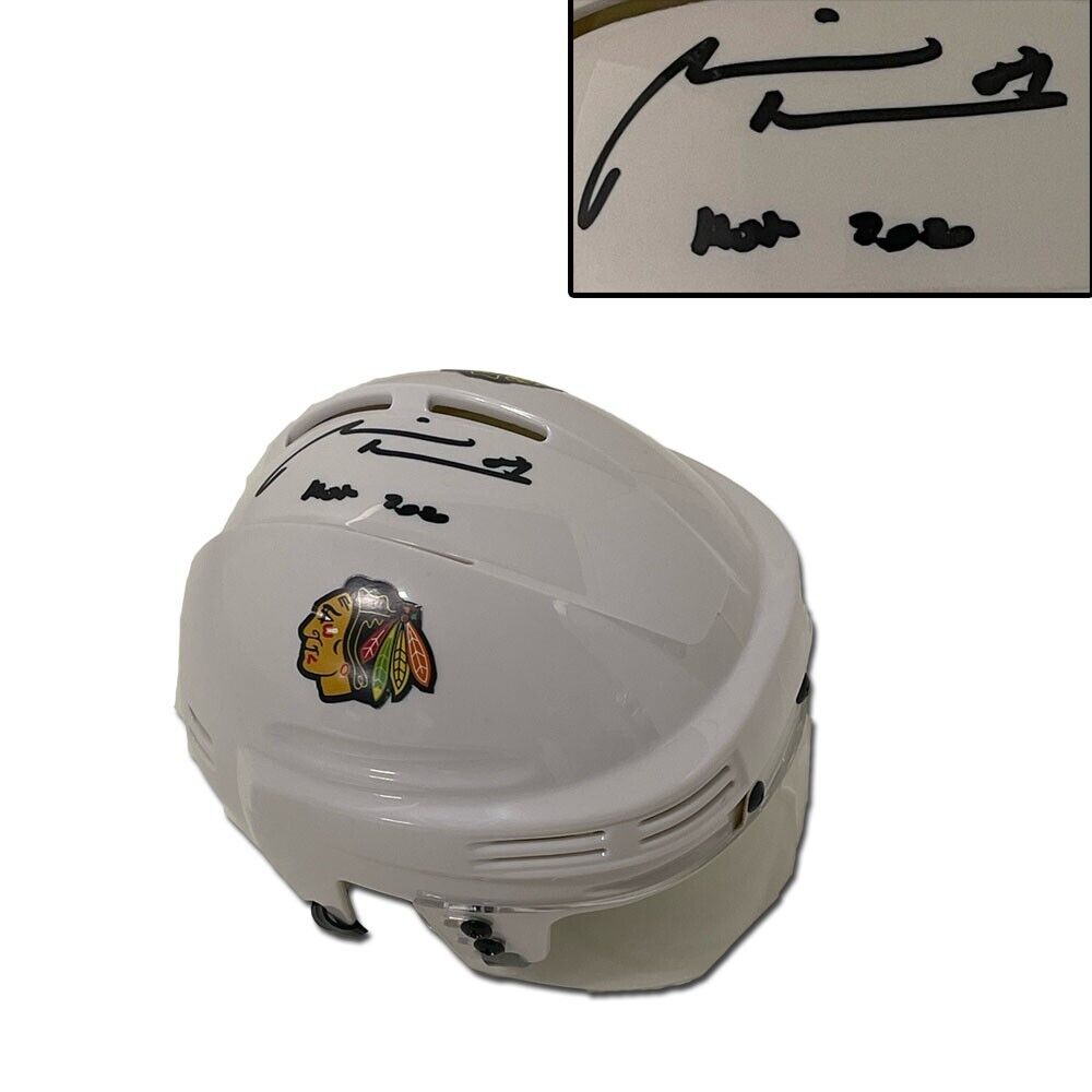 MARIAN HOSSA Signed Chicago Blackhawks White Mini Helmet