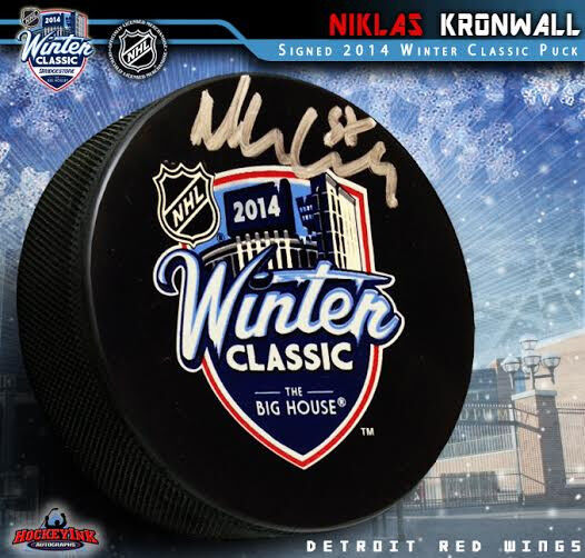 NIKLAS KRONWALL Signed 2014 NHL Winter Classic Puck - Detroit Red Wings