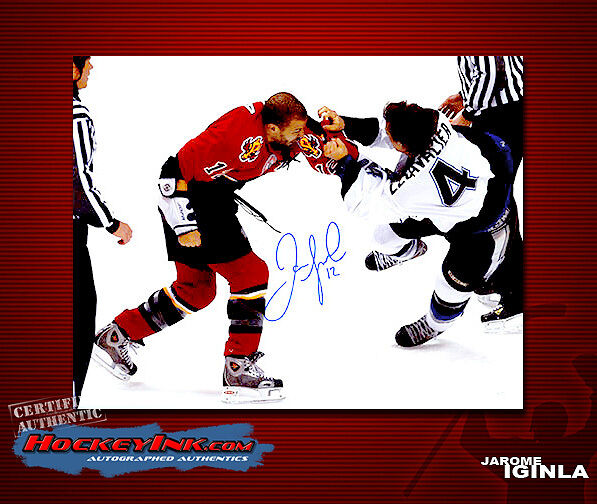 Jarome Iginla SIGNED Flames 8X10 Photo -70115