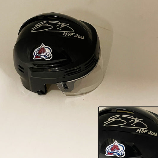 JOE SAKIC Signed Colorado Avalanche Black Mini Helmet - HOF 2012