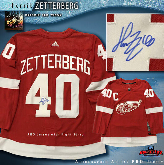 HENRIK ZETTERBERG Signed Detroit Red Wings Red Adidas PRO Jersey
