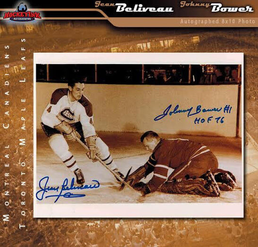 JEAN BELIVEAU & JOHNNY BOWER Dual Signed Vintage 8 x 10 Photo - 70104